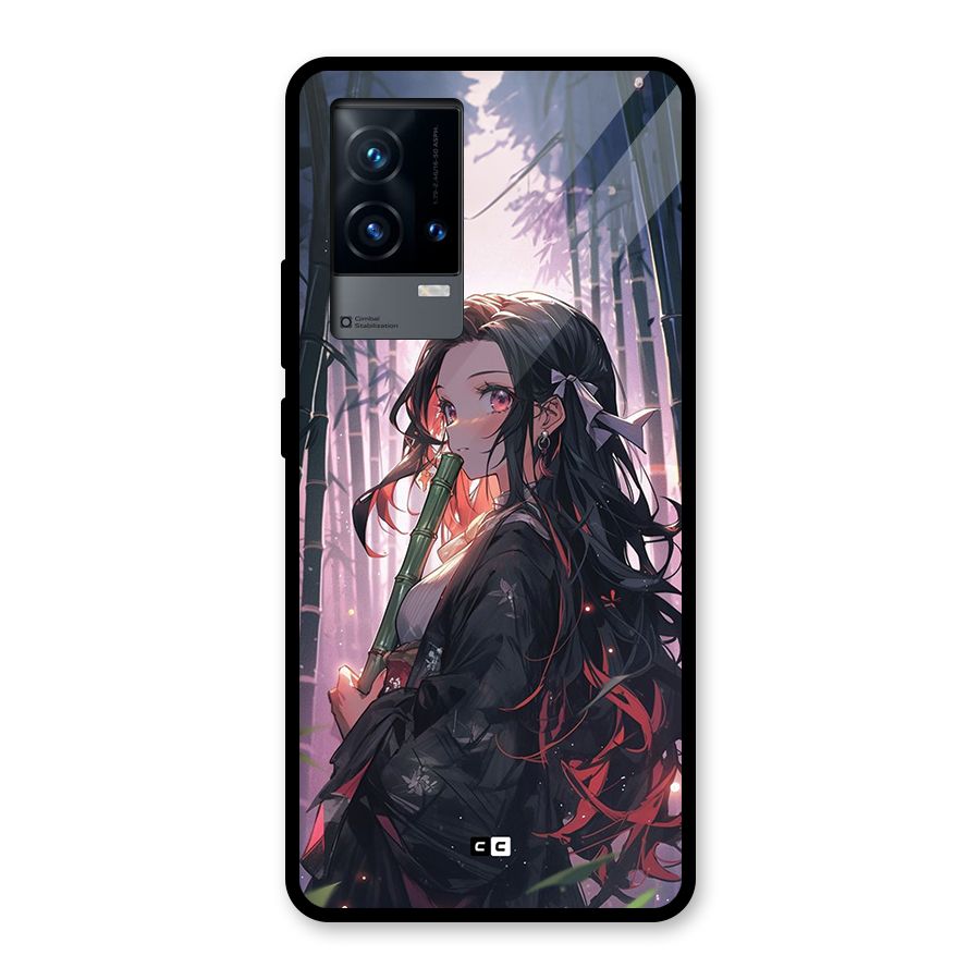 Cute Nezuko Glass Back Case for iQOO 9 5G