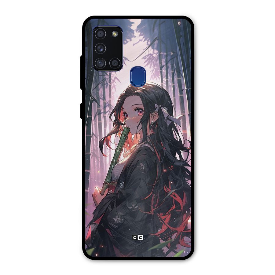 Cute Nezuko Metal Back Case for Galaxy A21s