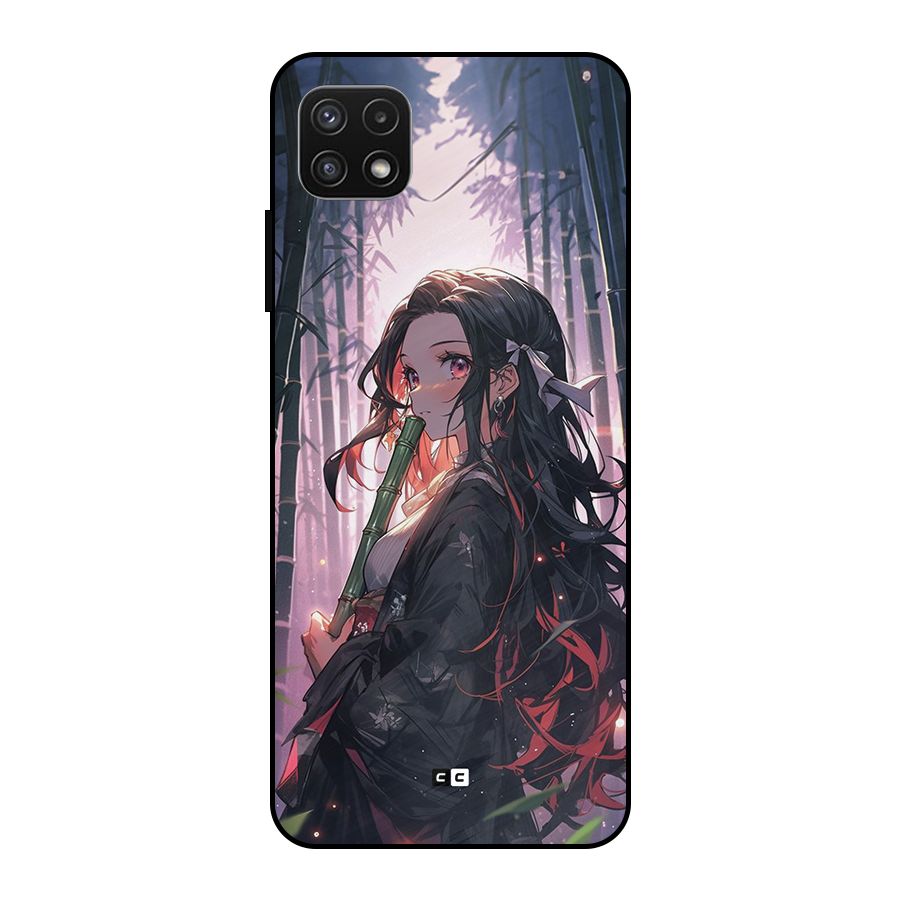 Cute Nezuko Metal Back Case for Galaxy A22 5G