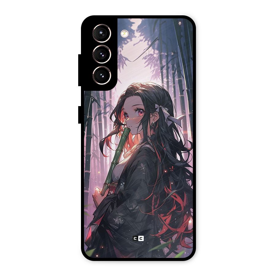 Cute Nezuko Metal Back Case for Galaxy S21 5G
