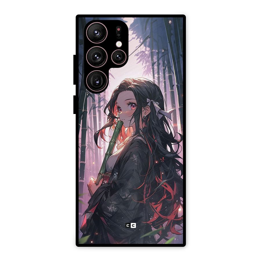 Cute Nezuko Metal Back Case for Galaxy S22 Ultra 5G