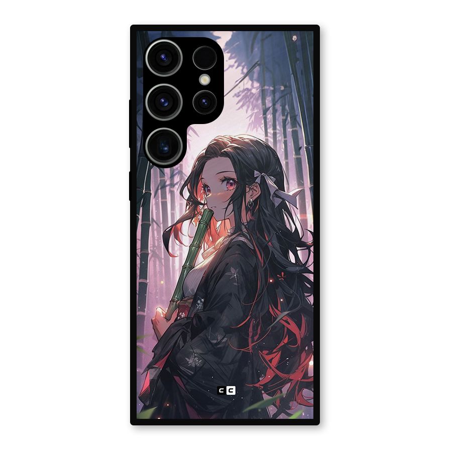 Cute Nezuko Metal Back Case for Galaxy S23 Ultra