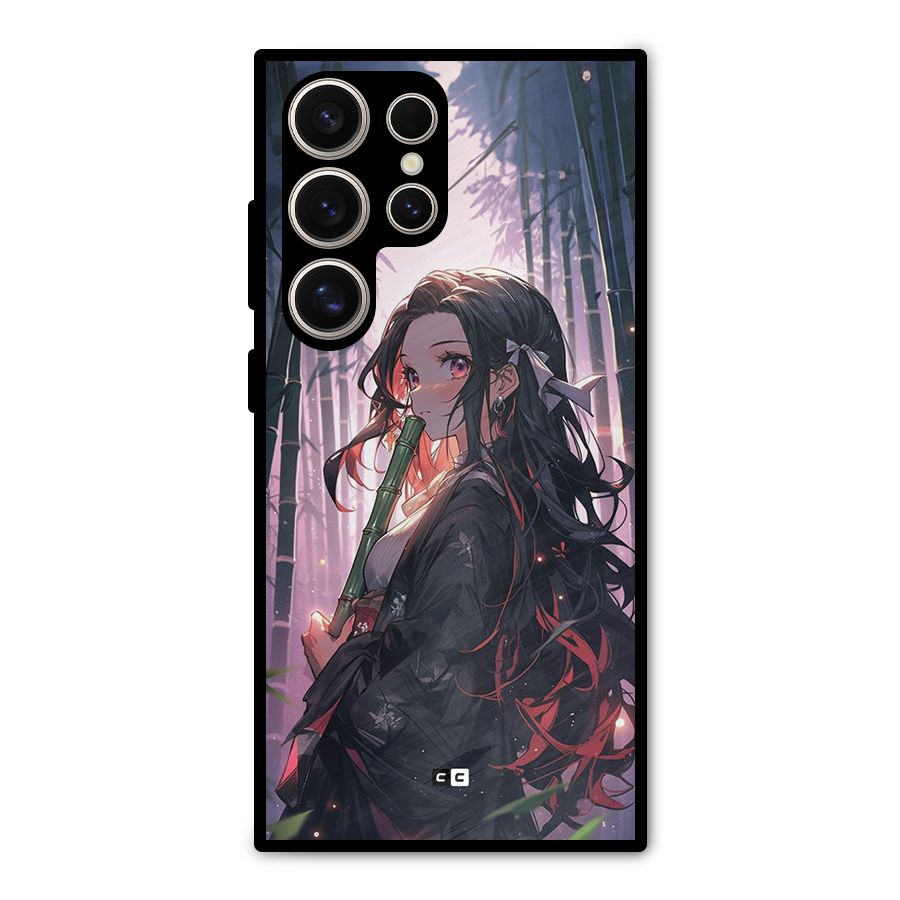 Cute Nezuko Metal Back Case for Galaxy S24 Ultra