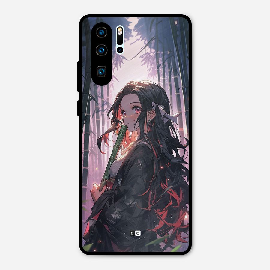 Cute Nezuko Metal Back Case for Huawei P30 Pro