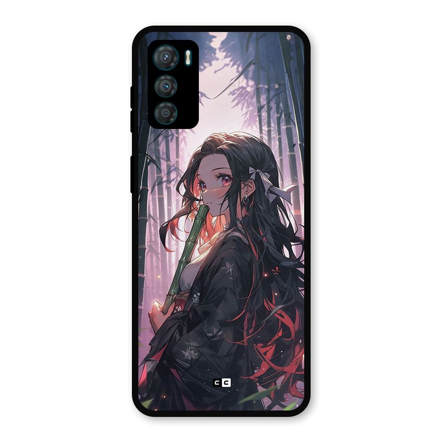Cute Nezuko Metal Back Case for Moto G42