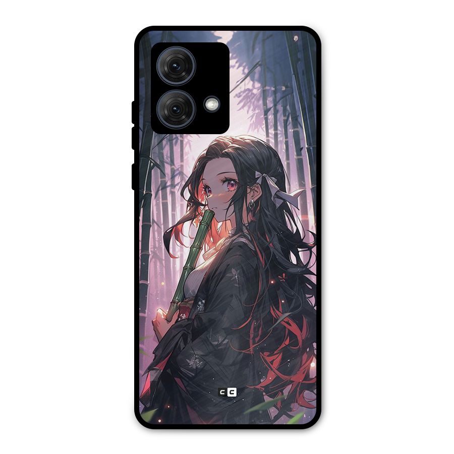 Cute Nezuko Metal Back Case for Moto G84