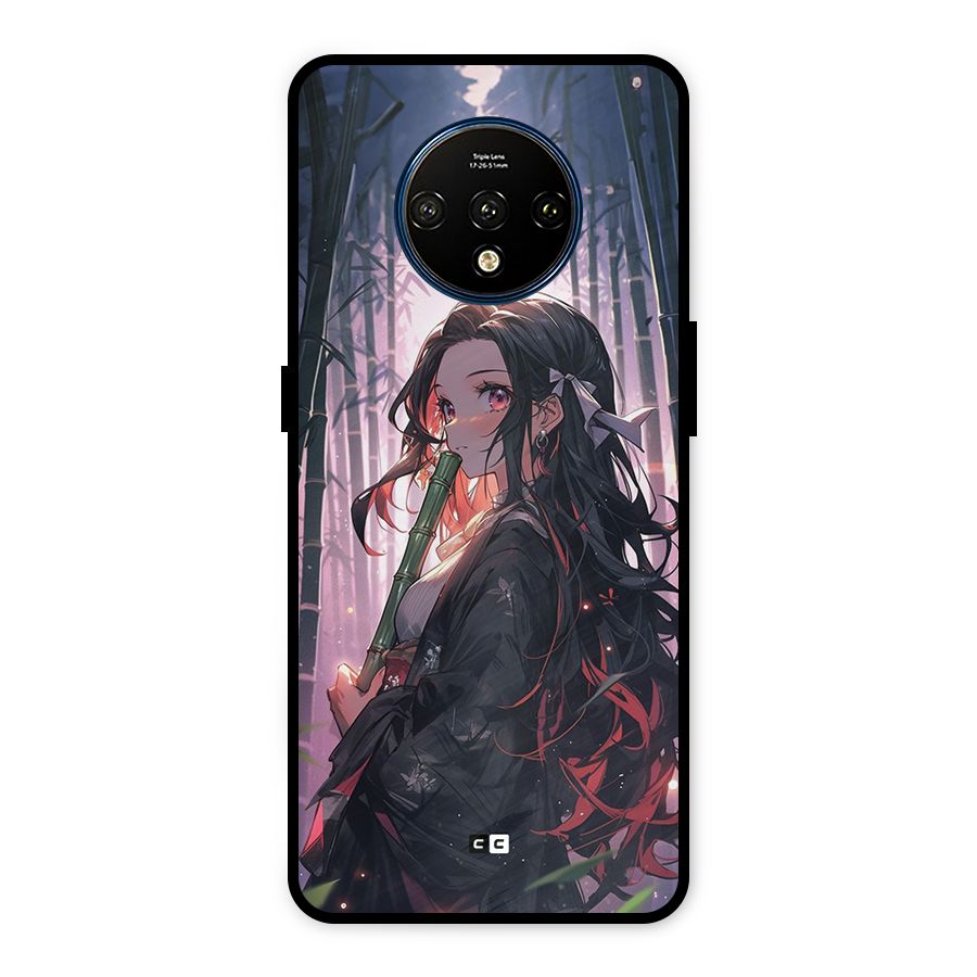Cute Nezuko Metal Back Case for OnePlus 7T