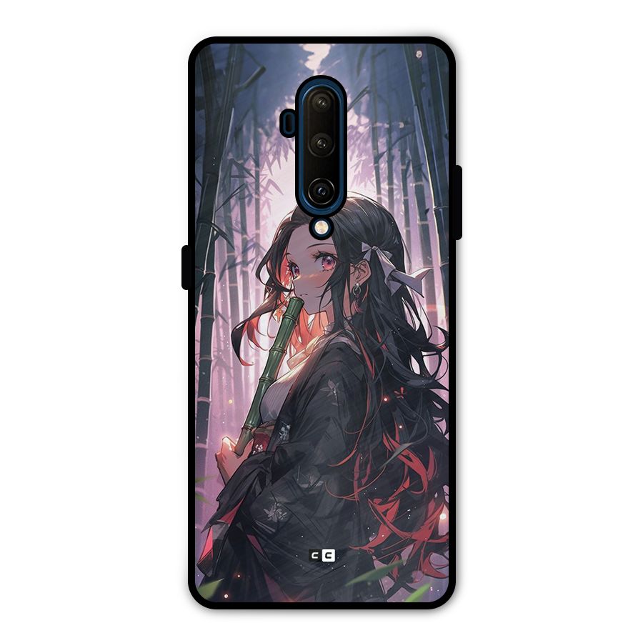 Cute Nezuko Metal Back Case for OnePlus 7T Pro