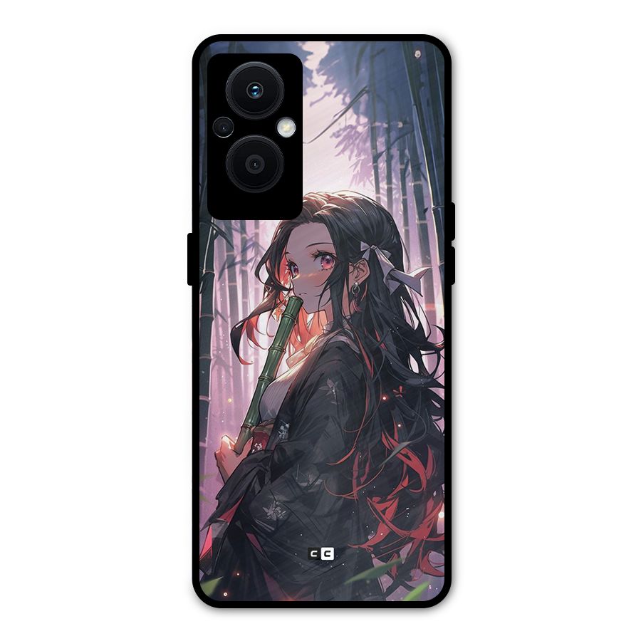 Cute Nezuko Metal Back Case for Oppo F21 Pro 5G