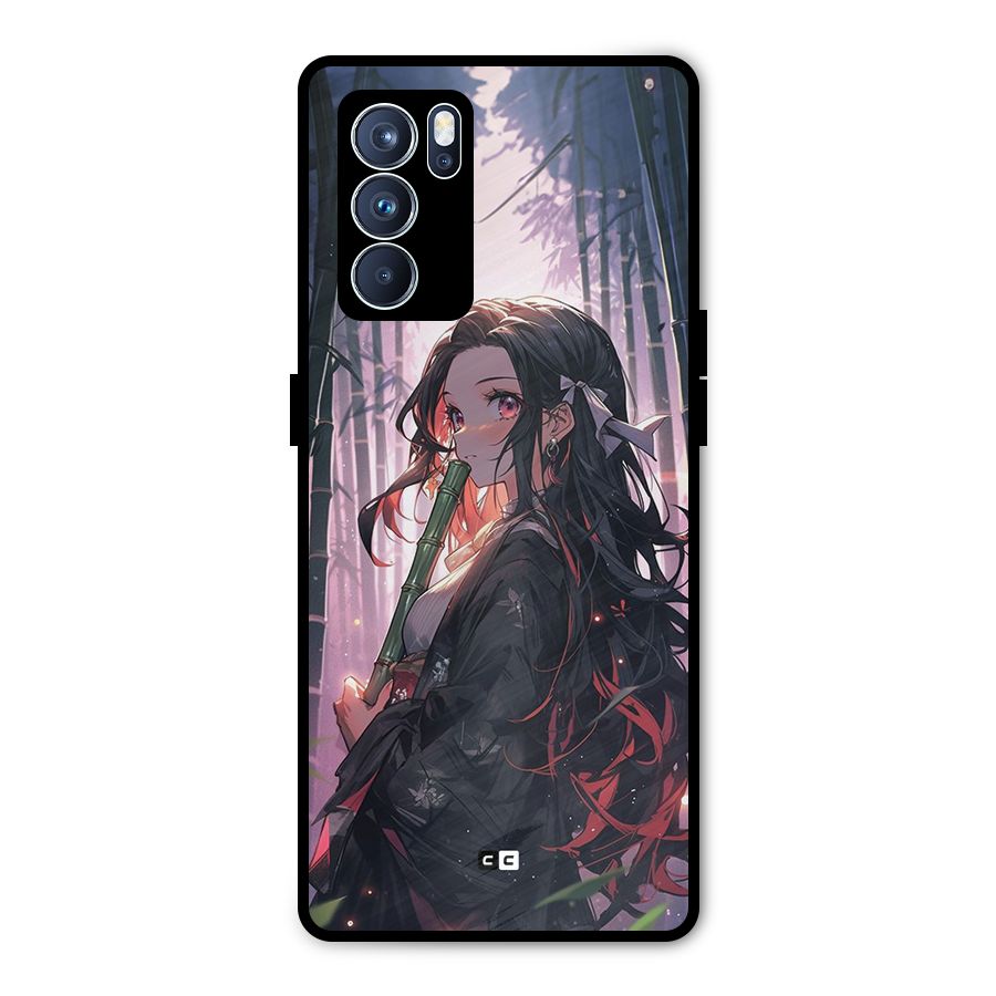 Cute Nezuko Metal Back Case for Oppo Reno6 Pro 5G