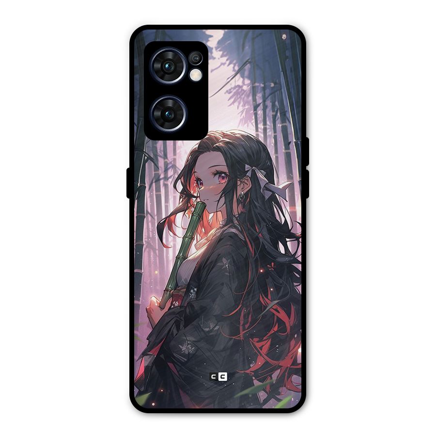 Cute Nezuko Metal Back Case for Oppo Reno7 5G