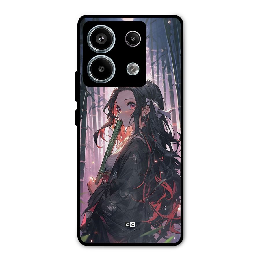 Cute Nezuko Metal Back Case for Redmi Note 13 Pro 5G