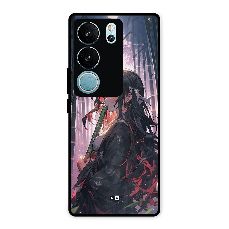 Cute Nezuko Metal Back Case for Vivo V29 Pro