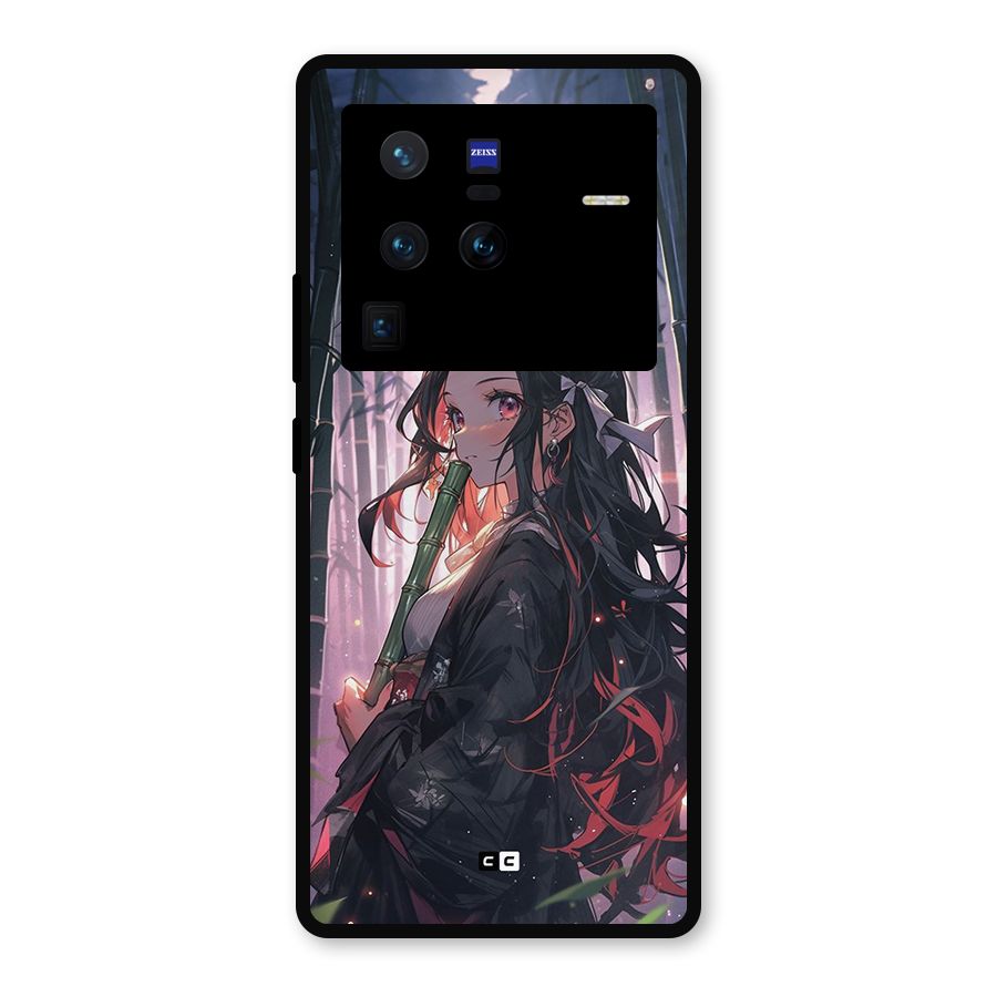 Cute Nezuko Metal Back Case for Vivo X80 Pro