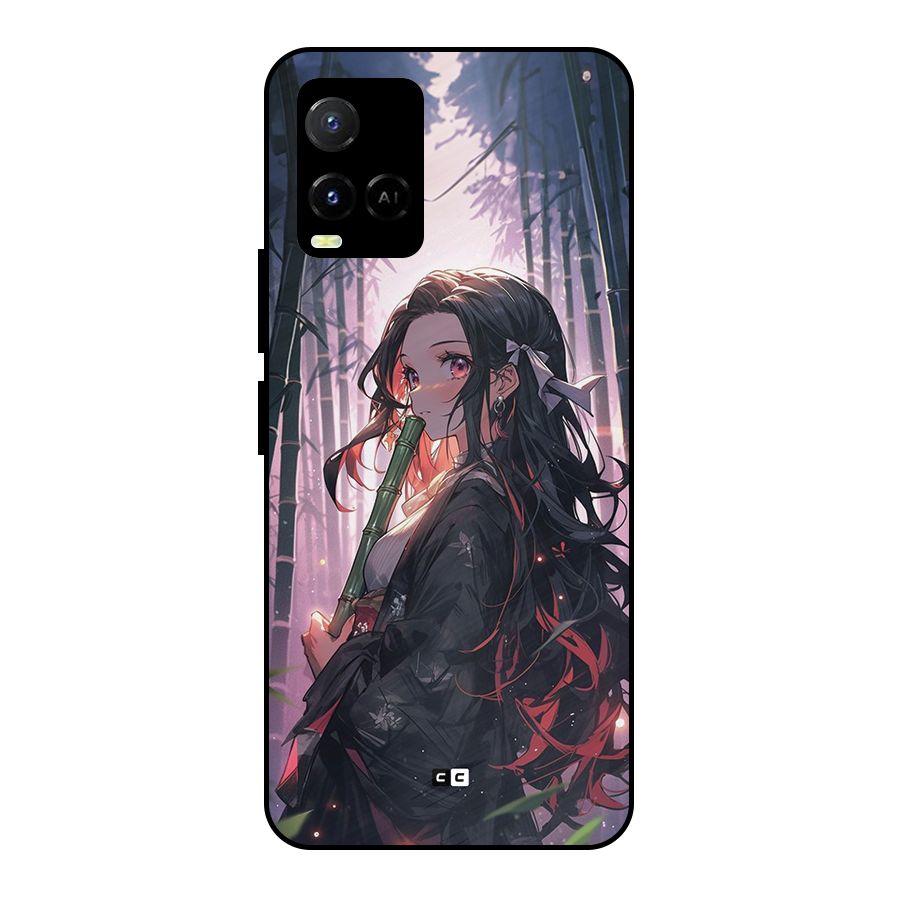 Cute Nezuko Metal Back Case for Vivo Y21G