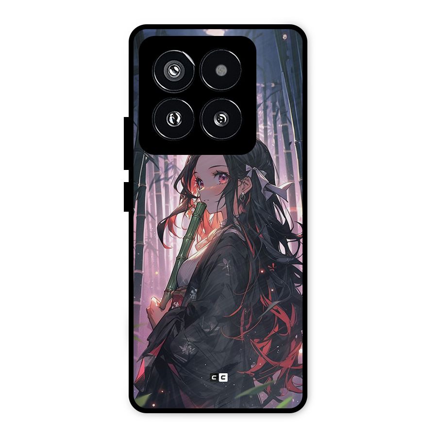 Cute Nezuko Metal Back Case for Xiaomi 14 Pro