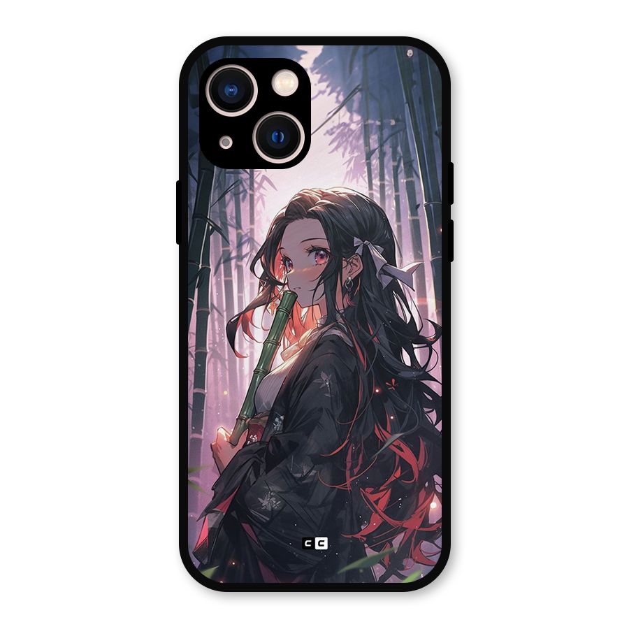 Cute Nezuko Metal Back Case for iPhone 13