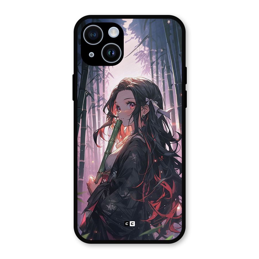 Cute Nezuko Metal Back Case for iPhone 14