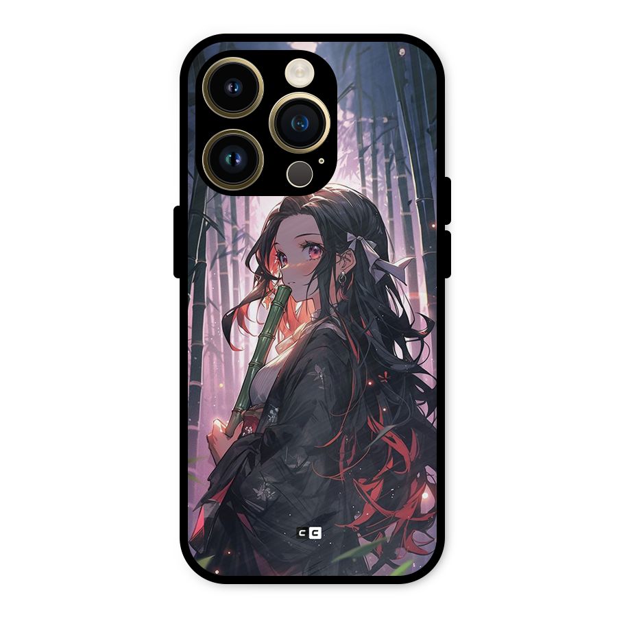 Cute Nezuko Metal Back Case for iPhone 14 Pro