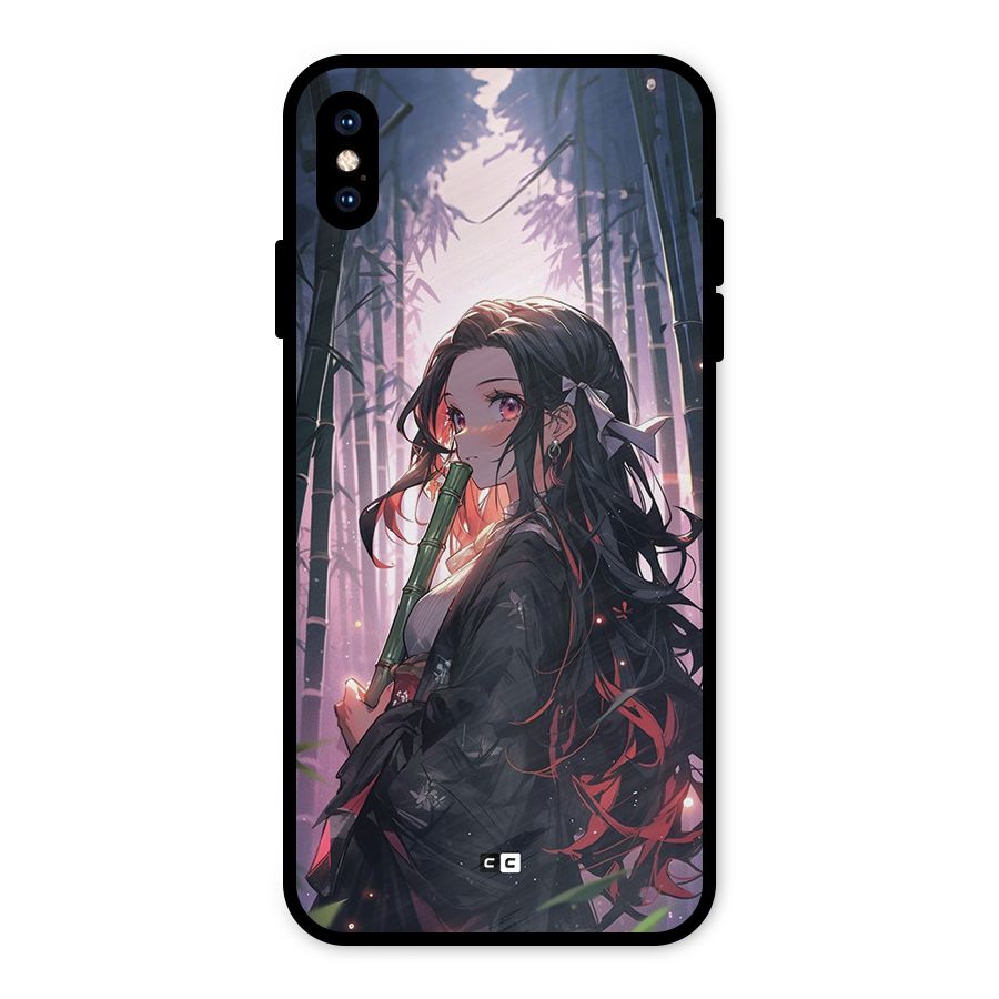 Cute Nezuko Metal Back Case for iPhone XS Max