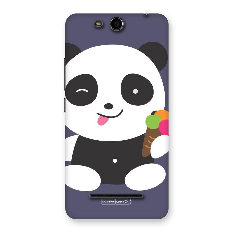 Cute Panda Blue Back Case for Micromax Canvas Juice 3 Q392