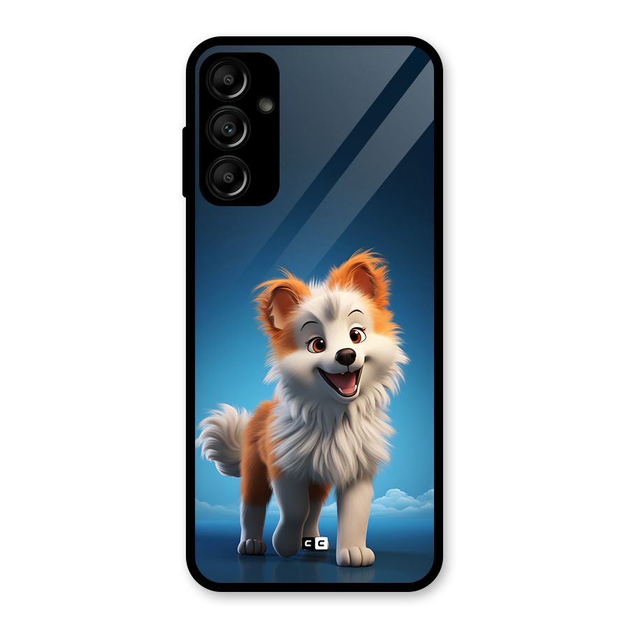 Cute Puppy Walking Glass Back Case for Galaxy A14 5G