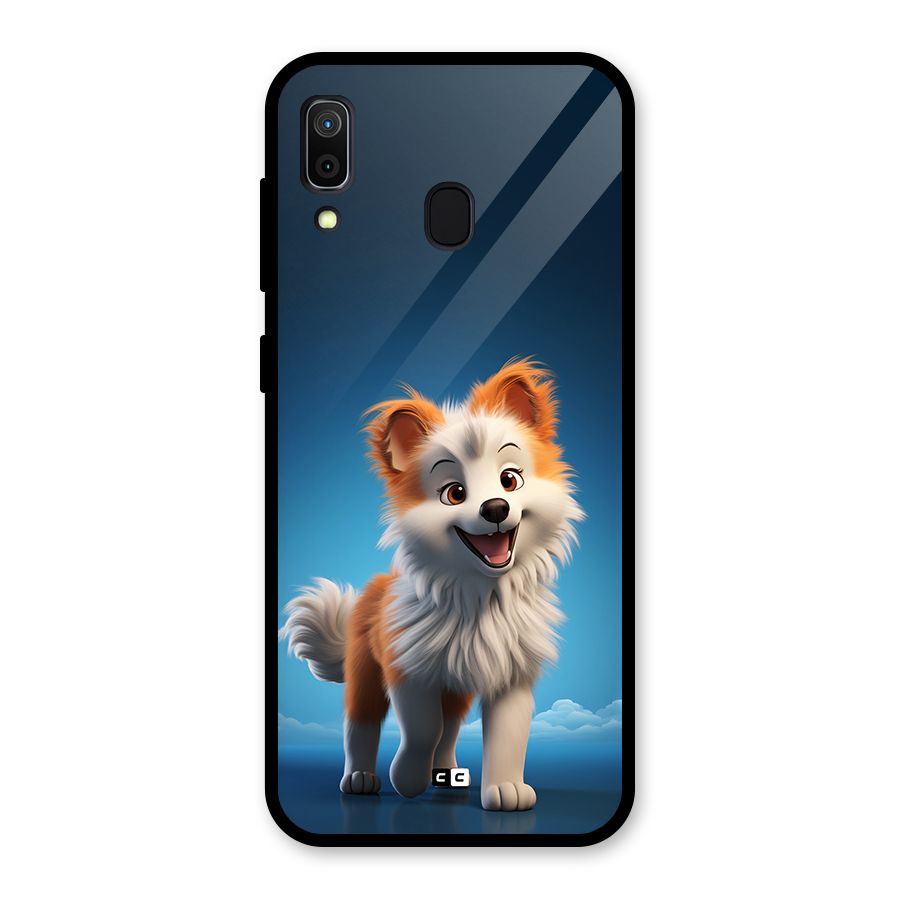 Cute Puppy Walking Glass Back Case for Galaxy A30