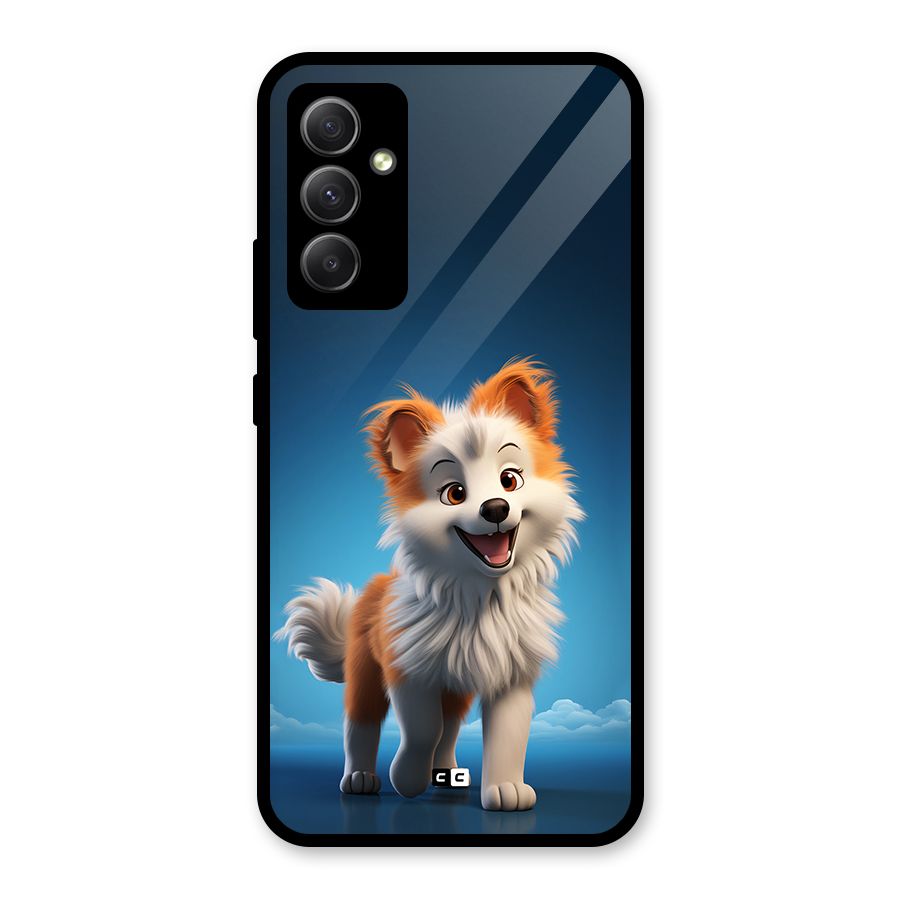Cute Puppy Walking Glass Back Case for Galaxy A34