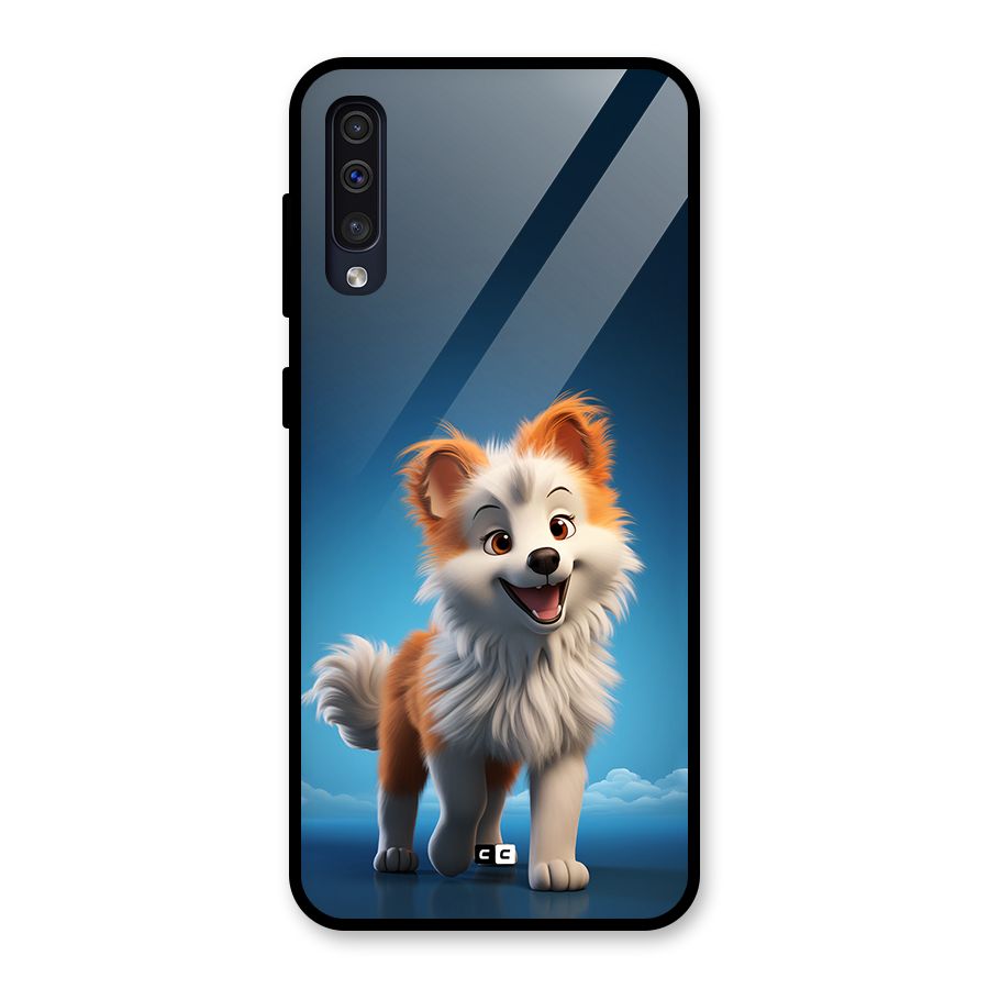 Cute Puppy Walking Glass Back Case for Galaxy A50s