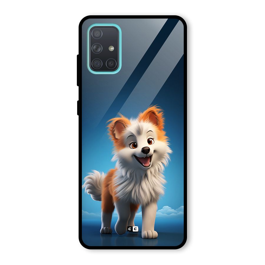 Cute Puppy Walking Glass Back Case for Galaxy A71