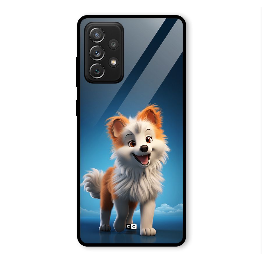 Cute Puppy Walking Glass Back Case for Galaxy A72