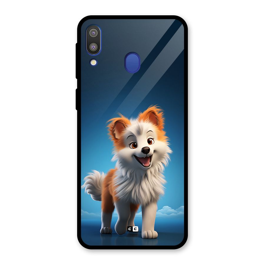 Cute Puppy Walking Glass Back Case for Galaxy M20