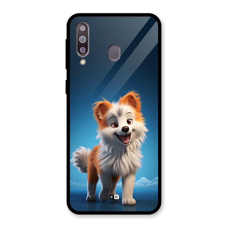 Cute Puppy Walking Glass Back Case for Galaxy M30