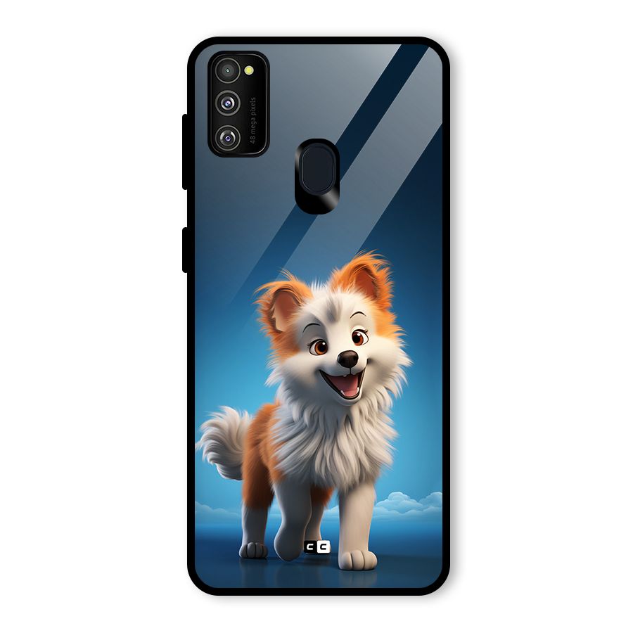 Cute Puppy Walking Glass Back Case for Galaxy M30s