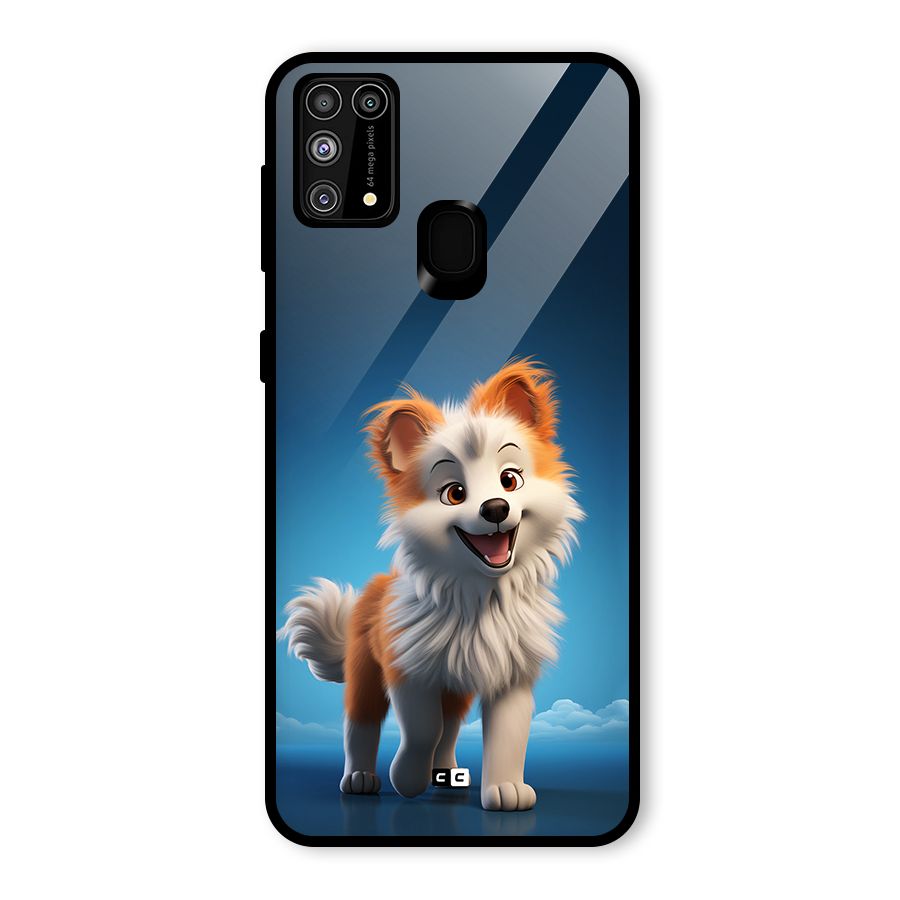 Cute Puppy Walking Glass Back Case for Galaxy M31
