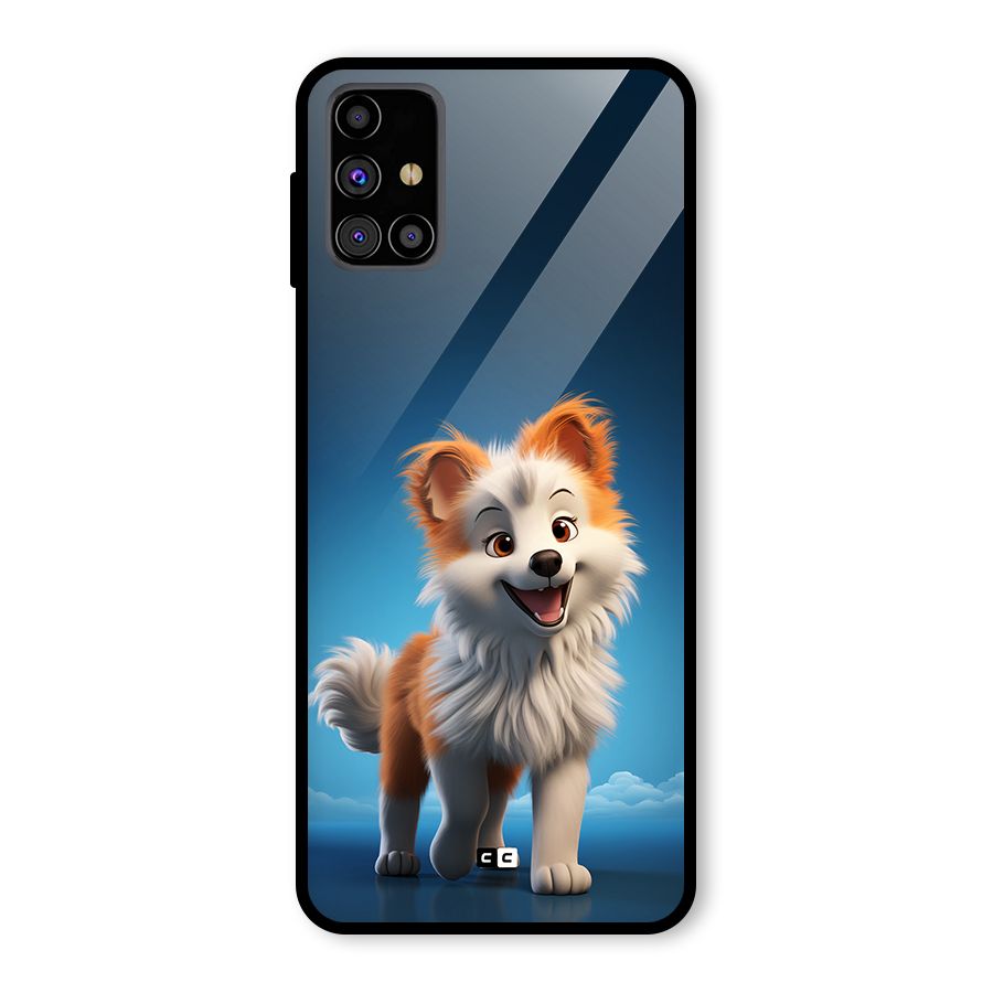 Cute Puppy Walking Glass Back Case for Galaxy M31s