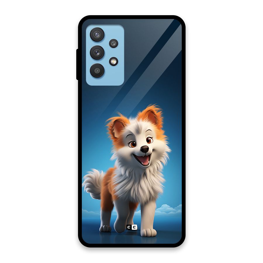 Cute Puppy Walking Glass Back Case for Galaxy M32 5G