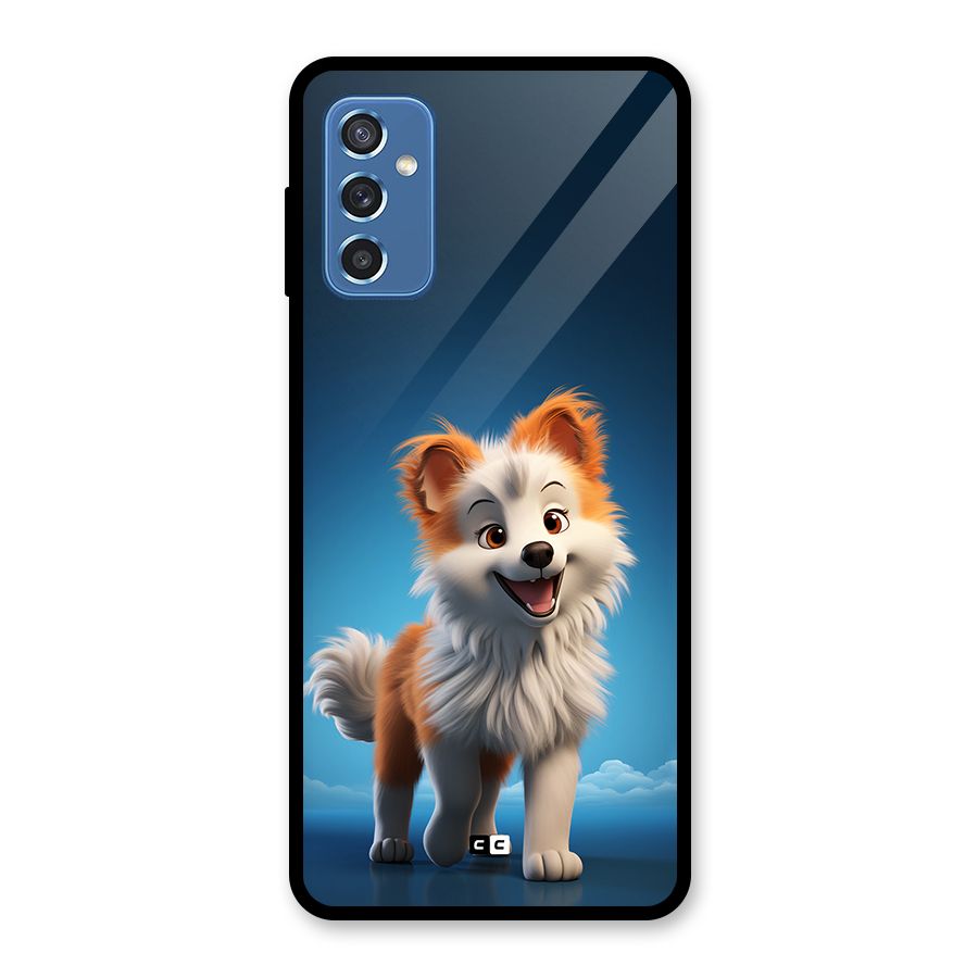 Cute Puppy Walking Glass Back Case for Galaxy M52 5G