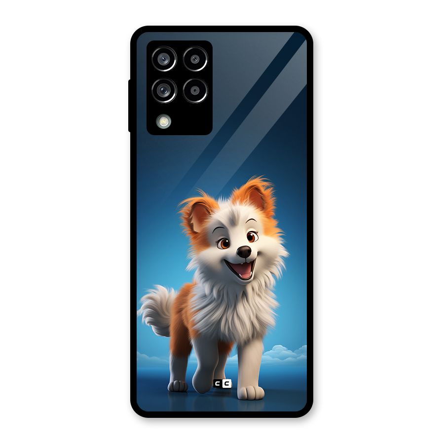 Cute Puppy Walking Glass Back Case for Galaxy M53 5G