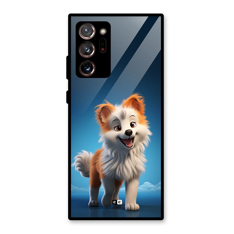 Cute Puppy Walking Glass Back Case for Galaxy Note 20 Ultra