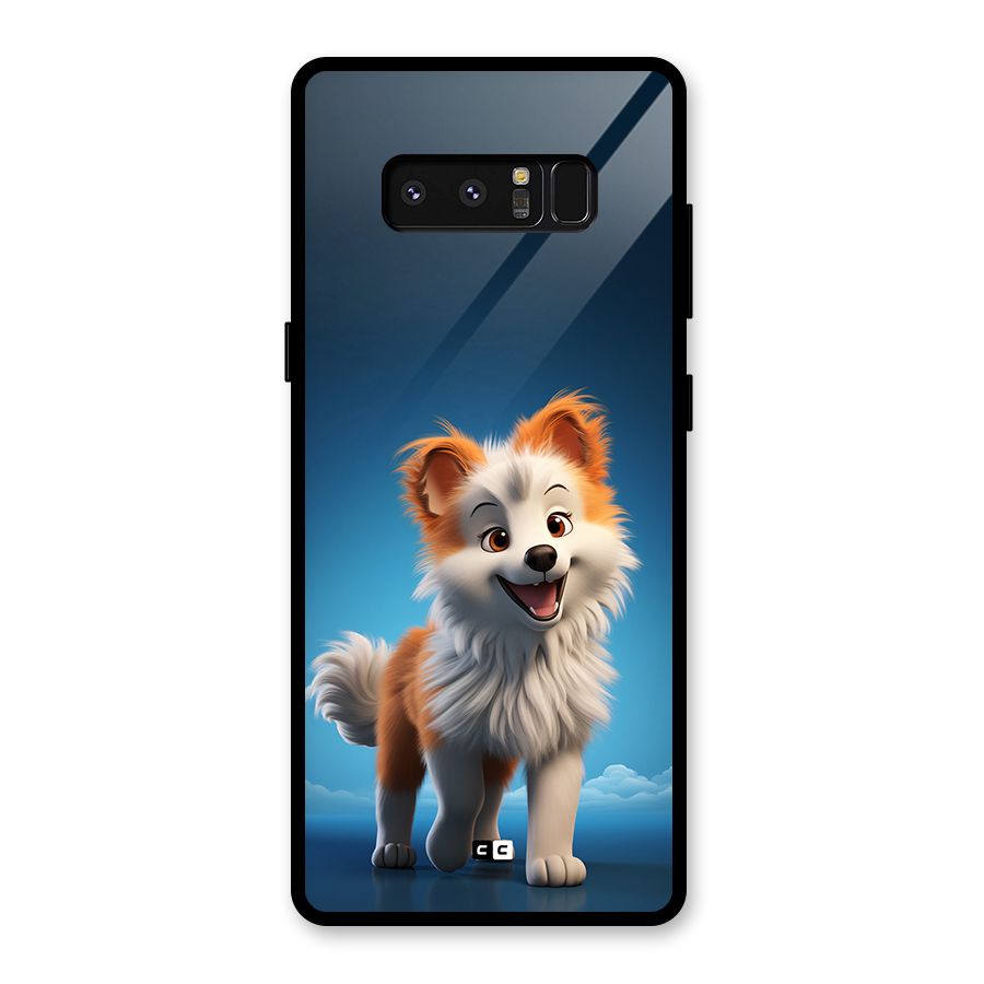 Cute Puppy Walking Glass Back Case for Galaxy Note 8