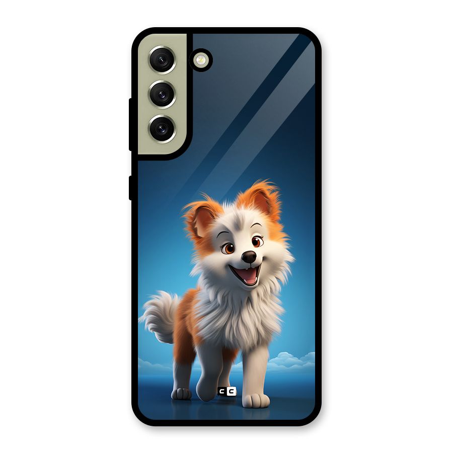 Cute Puppy Walking Glass Back Case for Galaxy S21 FE 5G