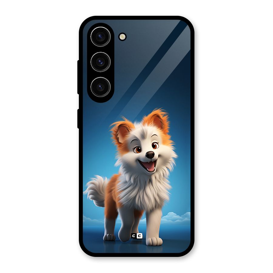 Cute Puppy Walking Glass Back Case for Galaxy S23