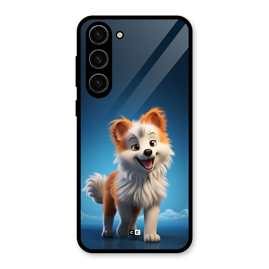 Cute Puppy Walking Glass Back Case for Galaxy S23 Plus