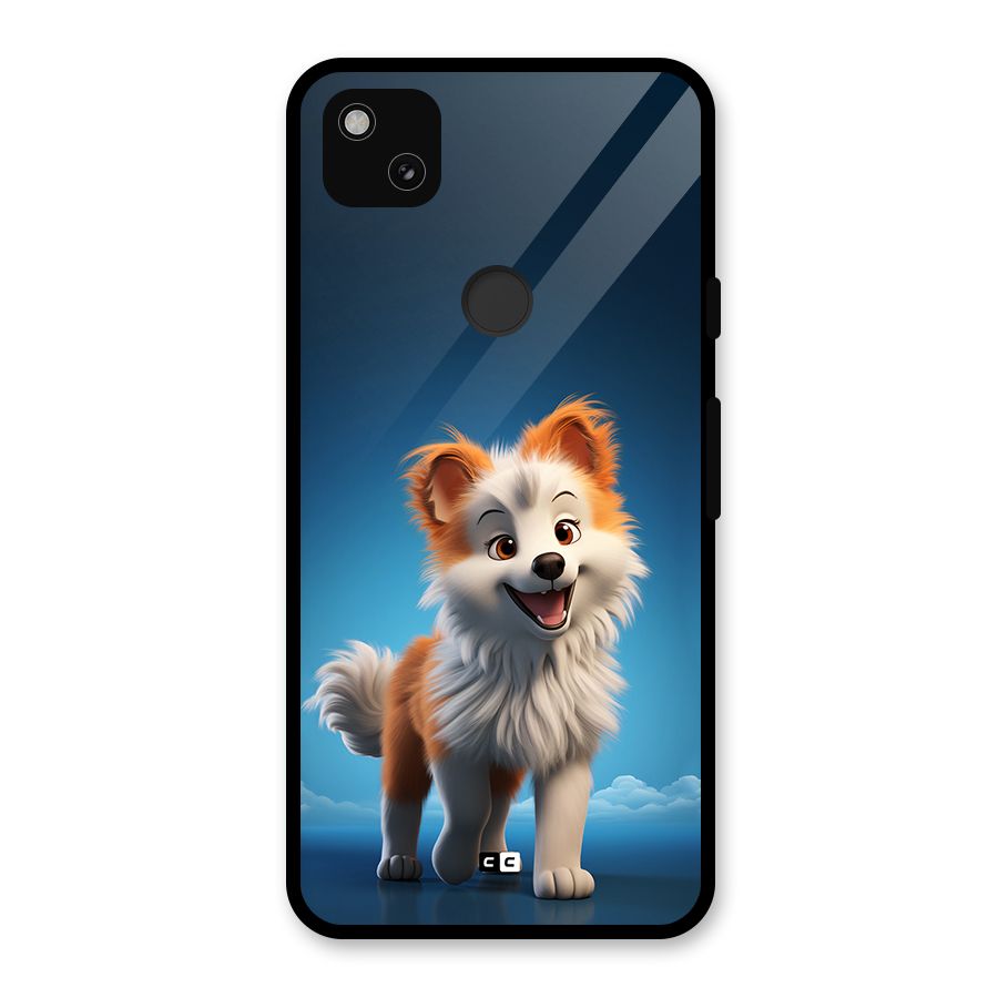 Cute Puppy Walking Glass Back Case for Google Pixel 4a