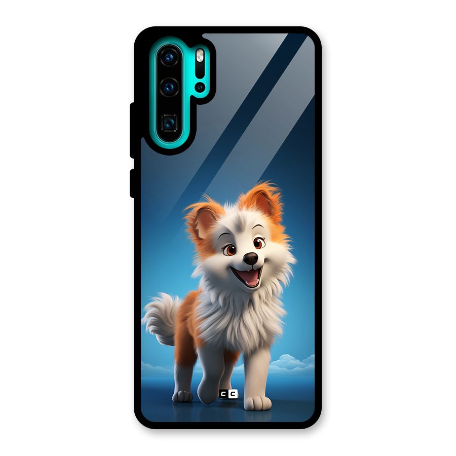 Cute Puppy Walking Glass Back Case for Huawei P30 Pro
