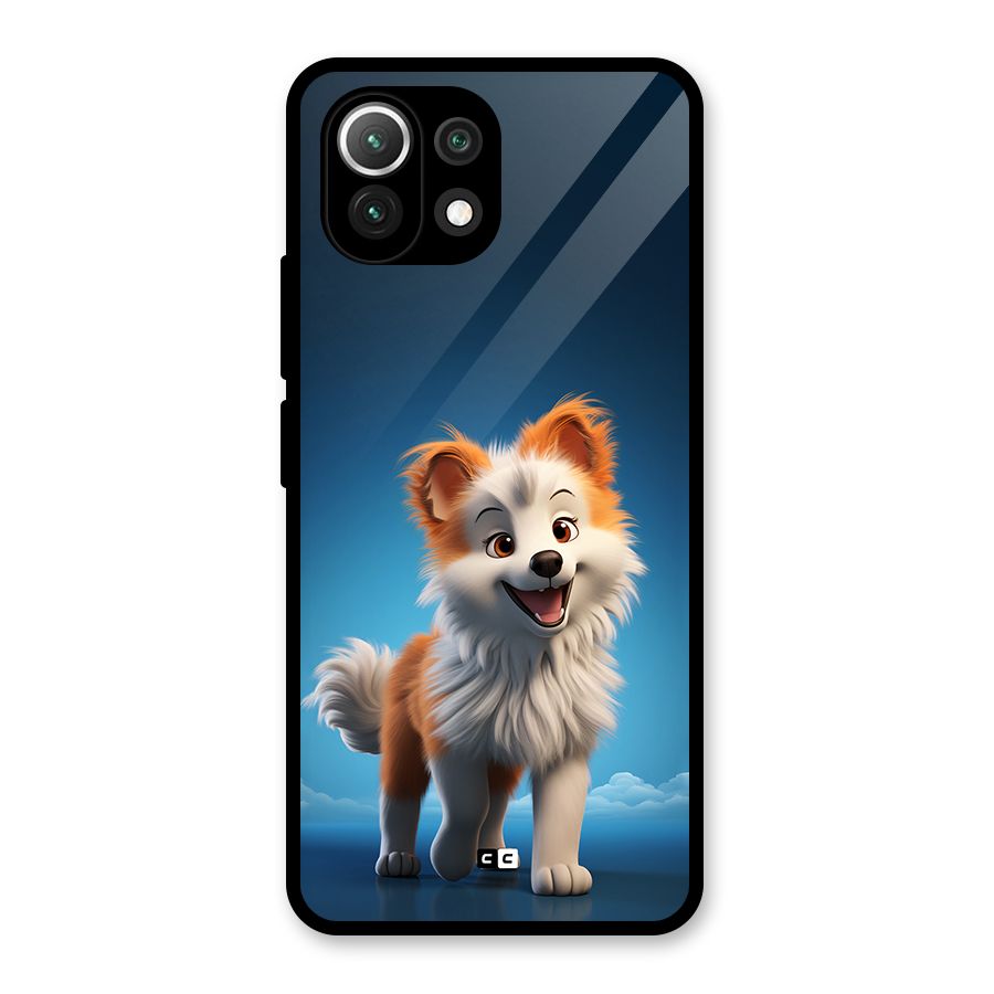 Cute Puppy Walking Glass Back Case for Mi 11 Lite