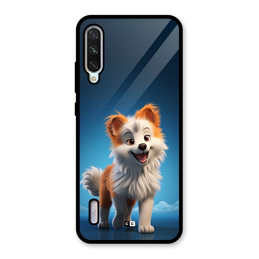 Cute Puppy Walking Glass Back Case for Mi A3