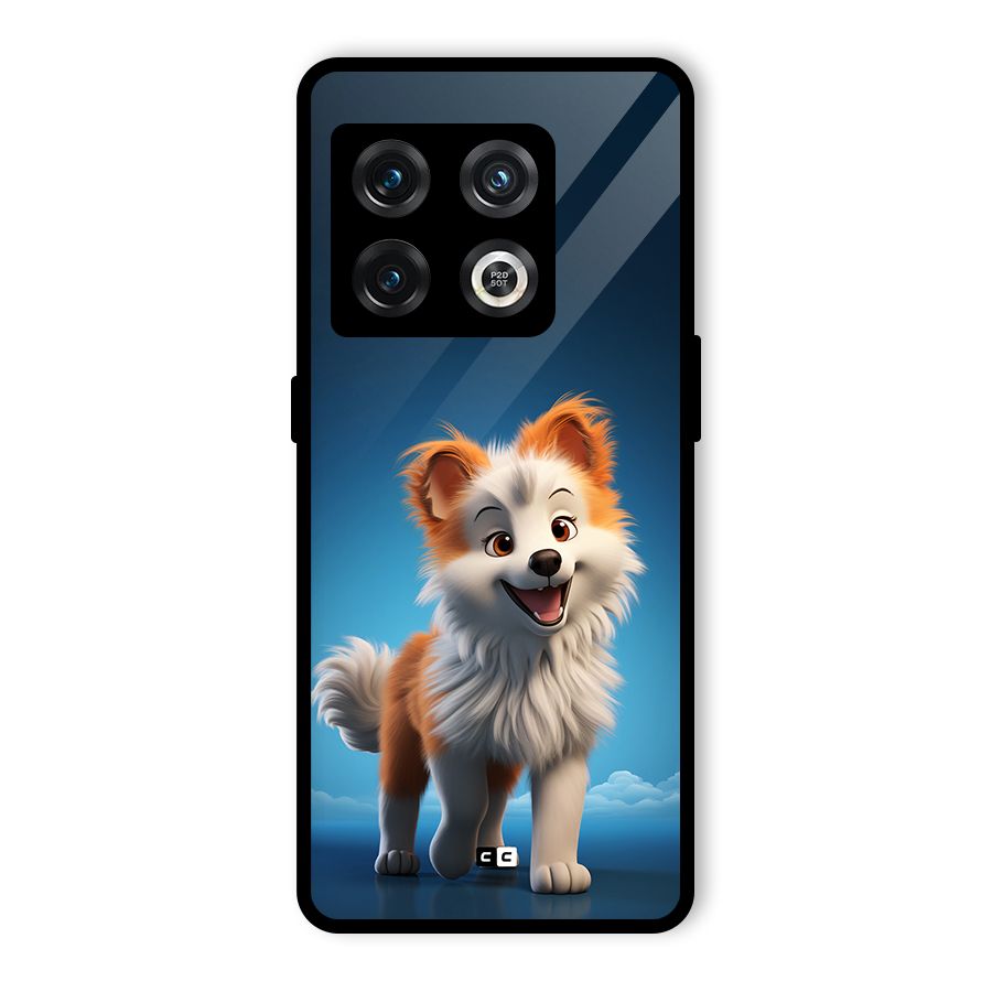 Cute Puppy Walking Glass Back Case for OnePlus 10 Pro 5G