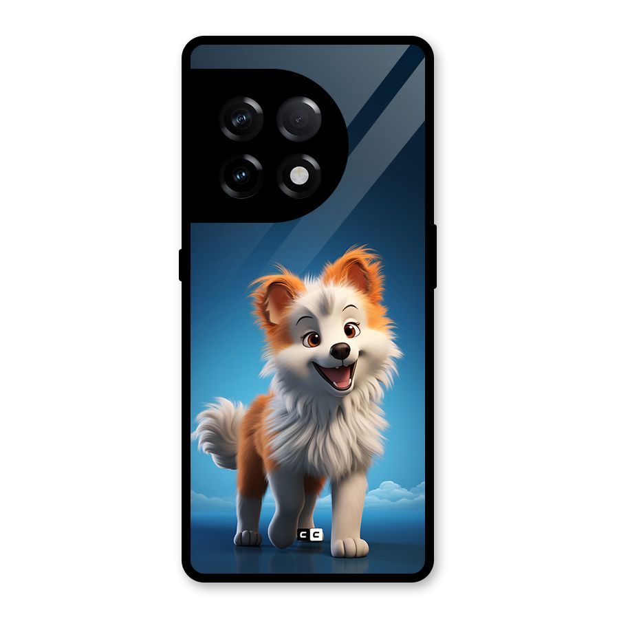 Cute Puppy Walking Glass Back Case for OnePlus 11R